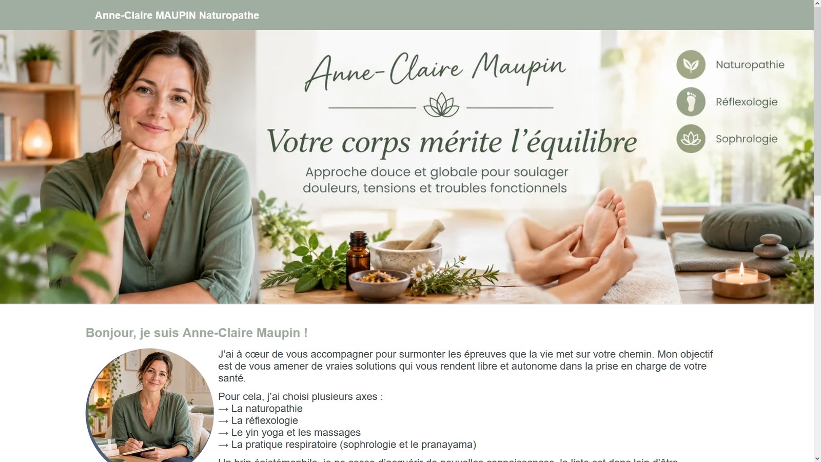 Site vitrine cr�� avec l'offre Rapido Web pour un naturopathe sophrologue