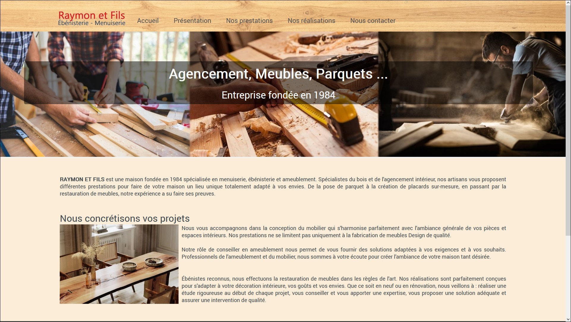 Site vitrine cr�� avec l'offre Rapido Web pour artisan